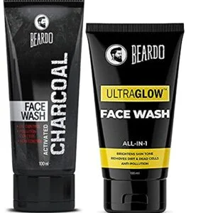 Beardo Charcoal Face Wash and BEARDO Ultraglow Face Lotion, Combo